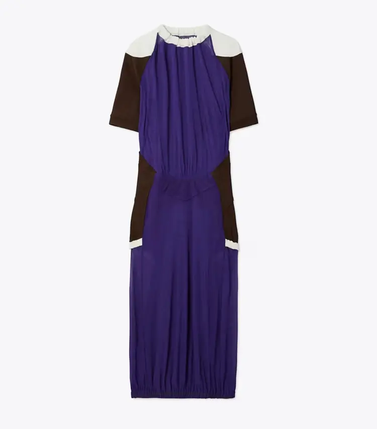Colorblock Sheer Jersey Dress