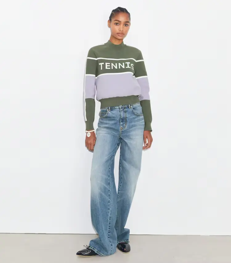 Cropped Tech Nylon Tennis Sweater - Image 3