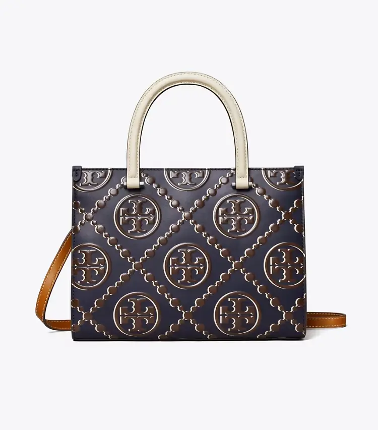 T Monogram Contrast Embossed Top-Handle Tote - Image 4