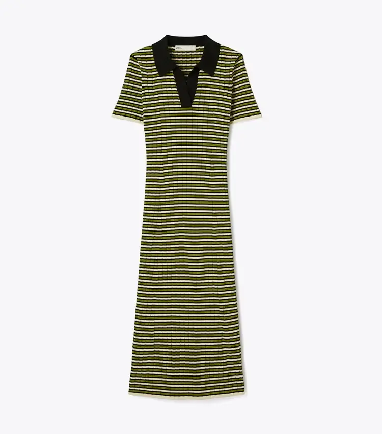 Stripe Knit Polo Dress