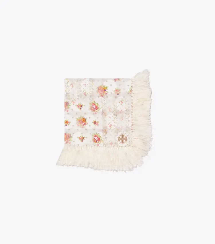 Polka Dot Floral Patchwork Fringe Neckerchief - Image 3
