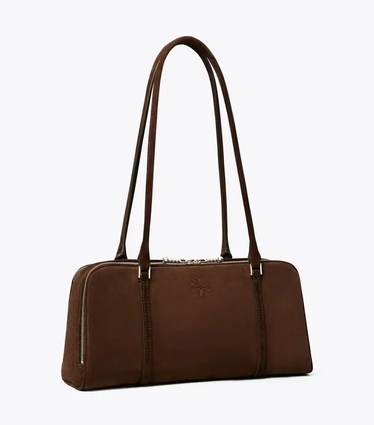 Small Marshmallow Suede Satchel