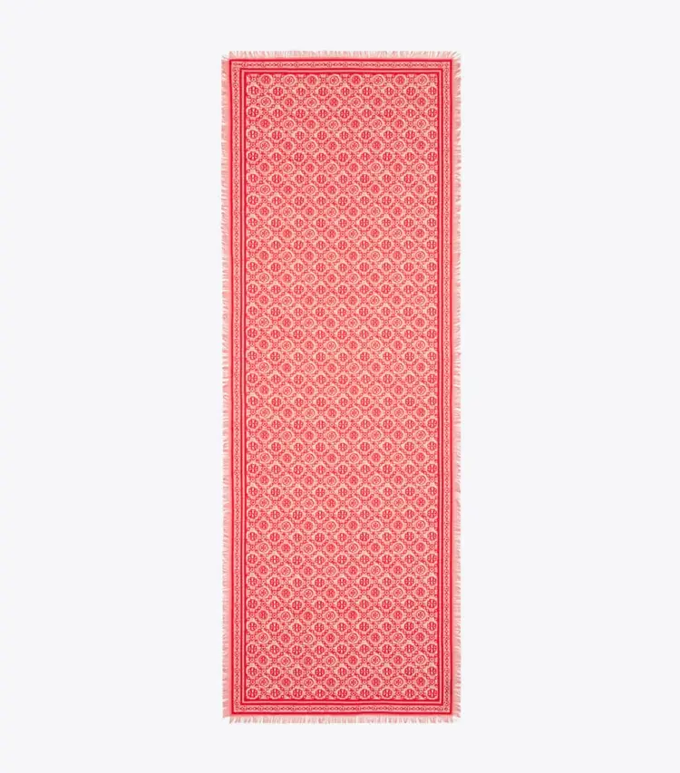 T Monogram Floral Oblong Scarf