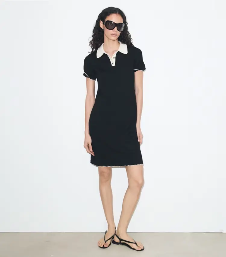 Wool Scalloped Polo Dress - Image 3