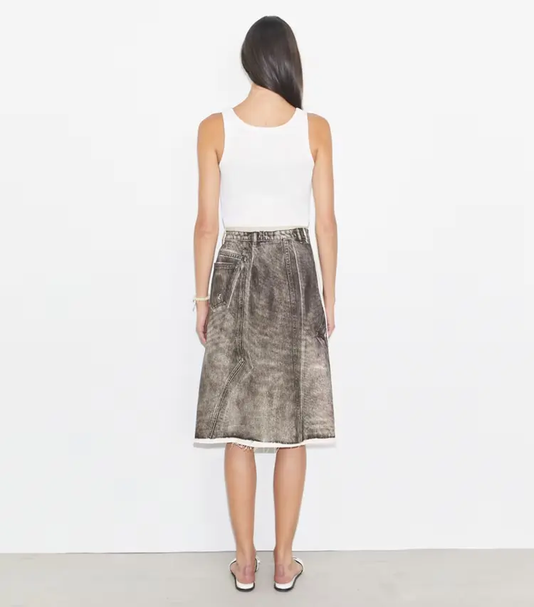Overprinted Deconstructed Denim Skirt - Image 3