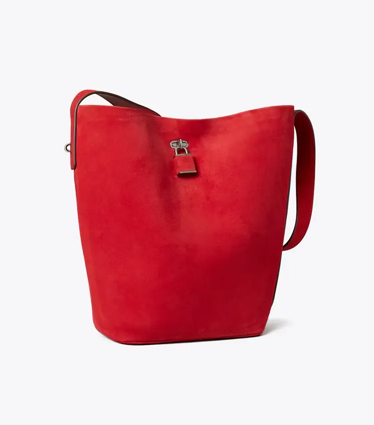 Suede Slim Bucket Bag
