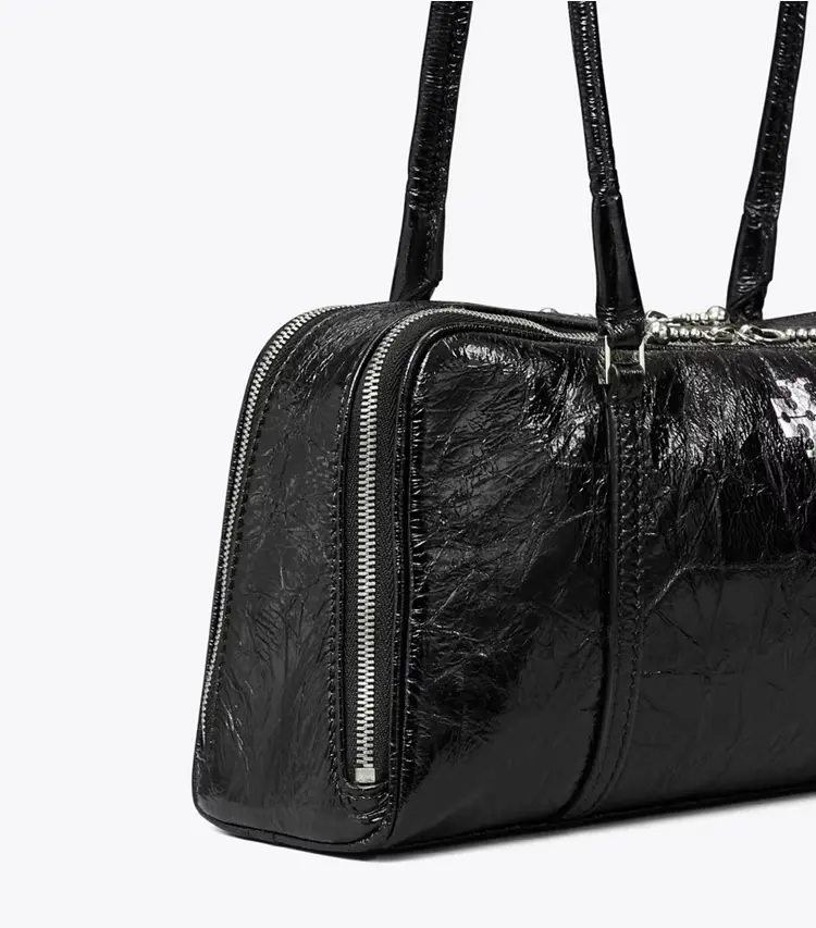 Small Crinkle Leather Marshmallow Satchel - Image 4