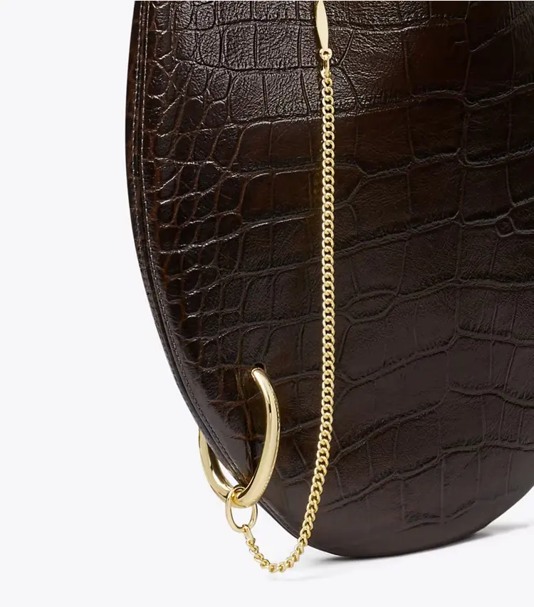 Pierced Croc-Embossed Soft Bag - Image 4