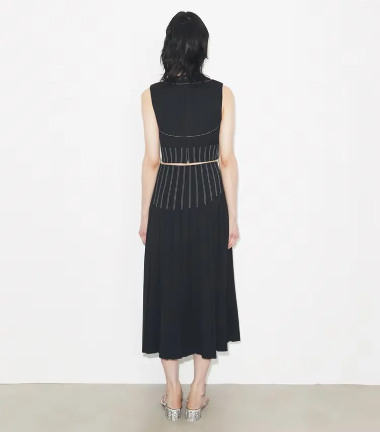 Wool Twill Pleated Skirt - Image 3