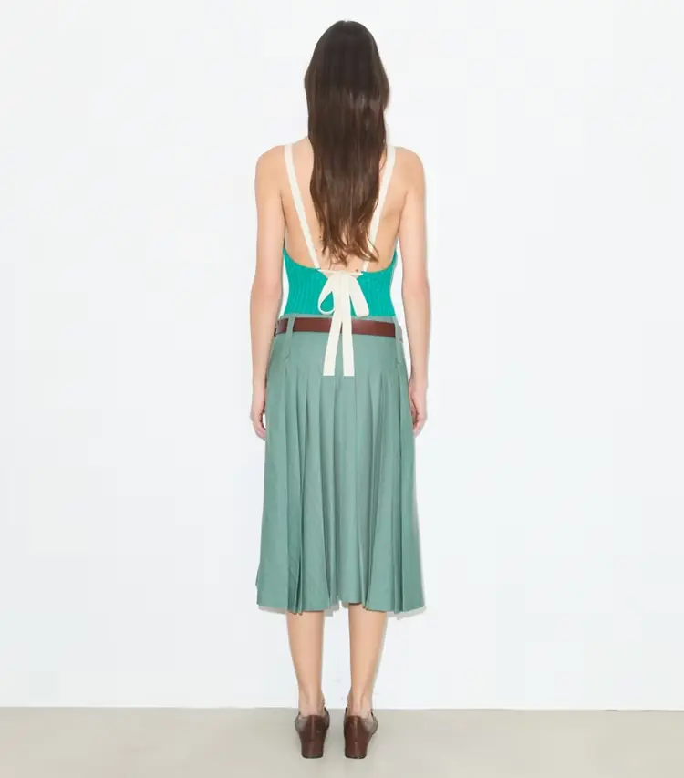Pleated Wool Skirt - Image 3