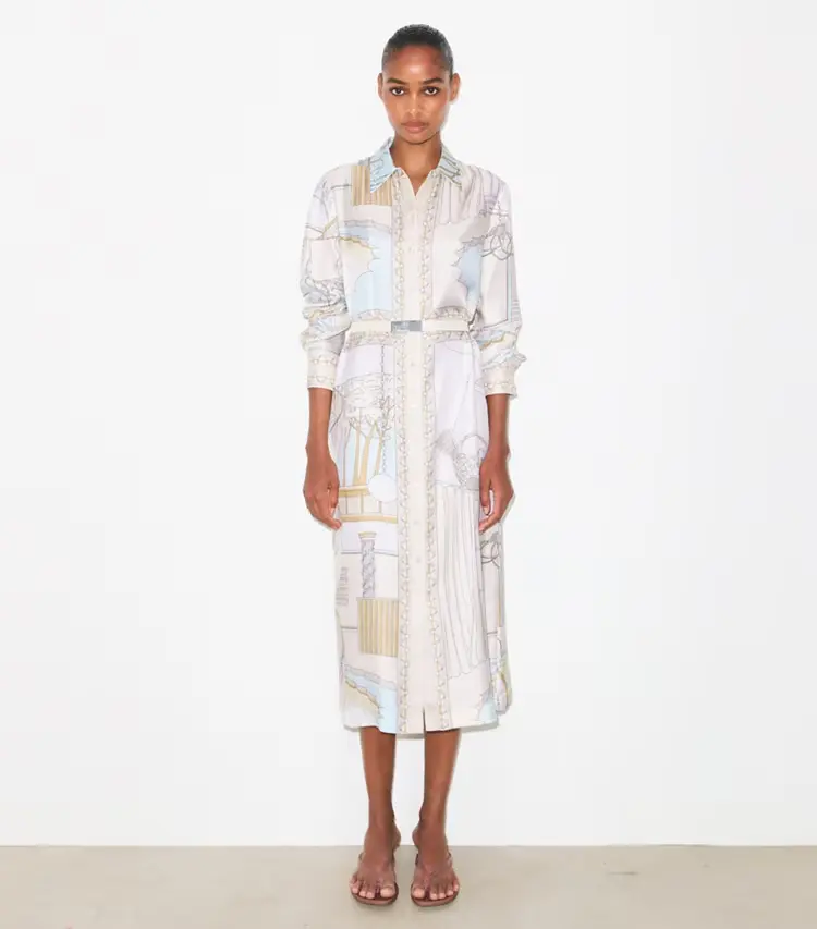 Printed Silk Shirtdress - Image 2