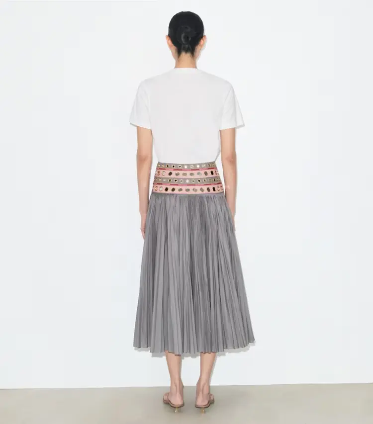 Mirror Embellished Cotton Skirt - Image 3