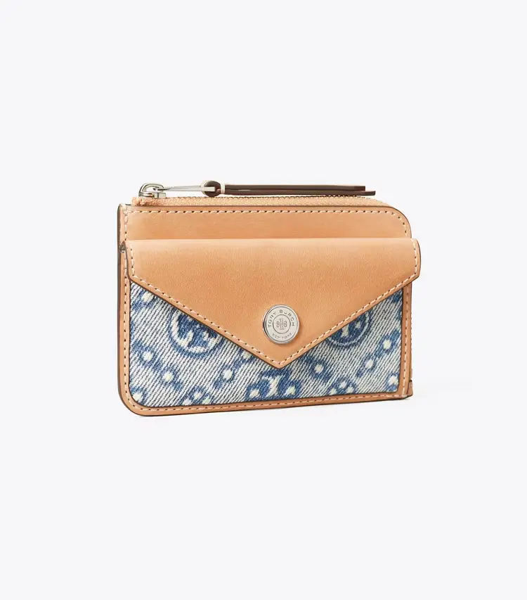T Monogram Denim Zip Card Case