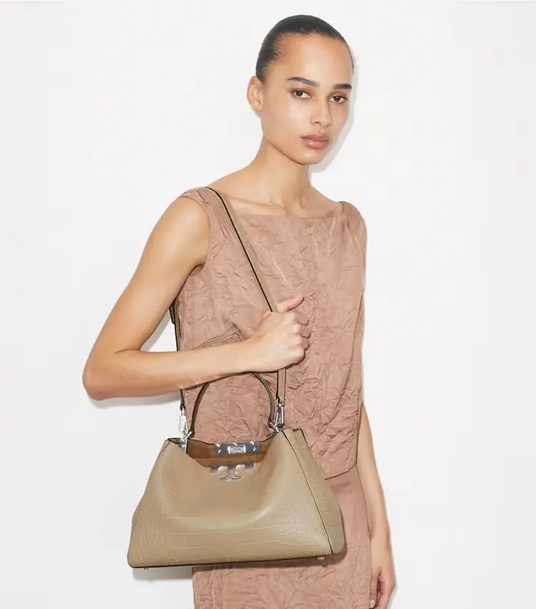 Eleanor Soft Croc-Embossed Satchel - Image 2