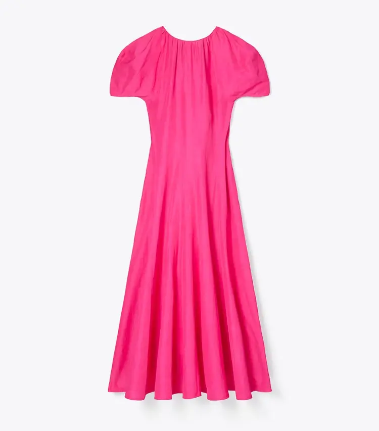 Balloon Sleeve Linen Dress