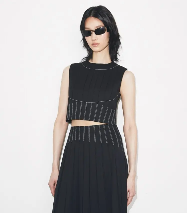 Wool Twill Pleated Top - Image 2