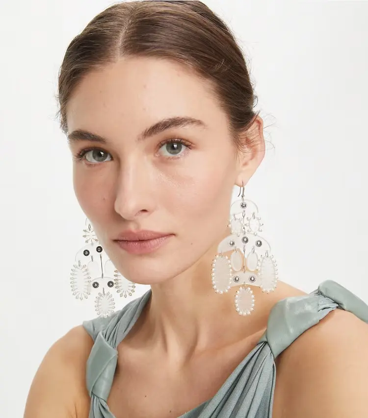 Abstract Beaded Chandelier Earrings - Image 3