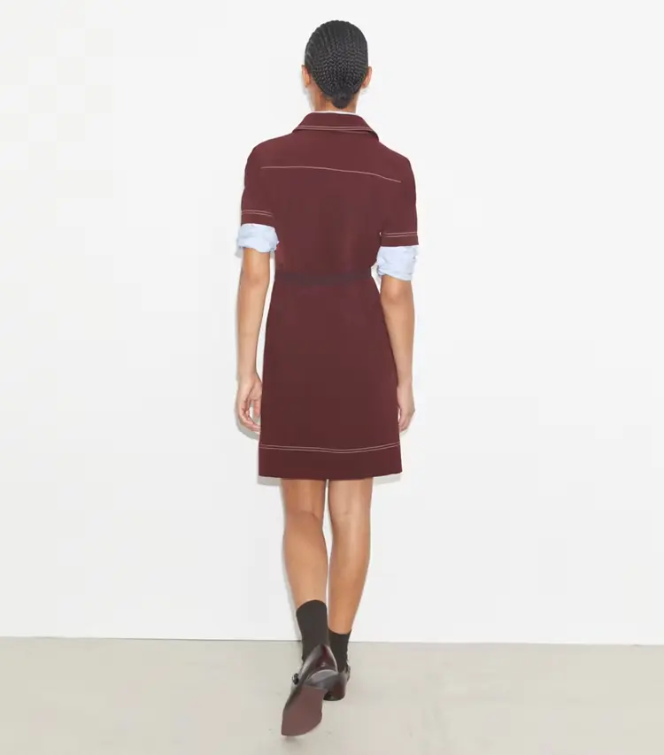 Short-Sleeve Pick Stitch Golf Dress - Image 4