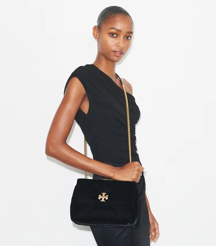 Small Kira Diamond Quilt Velvet PavÉ Shoulder Bag - Image 3