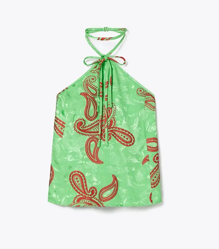 Satin Paisley Knot Top