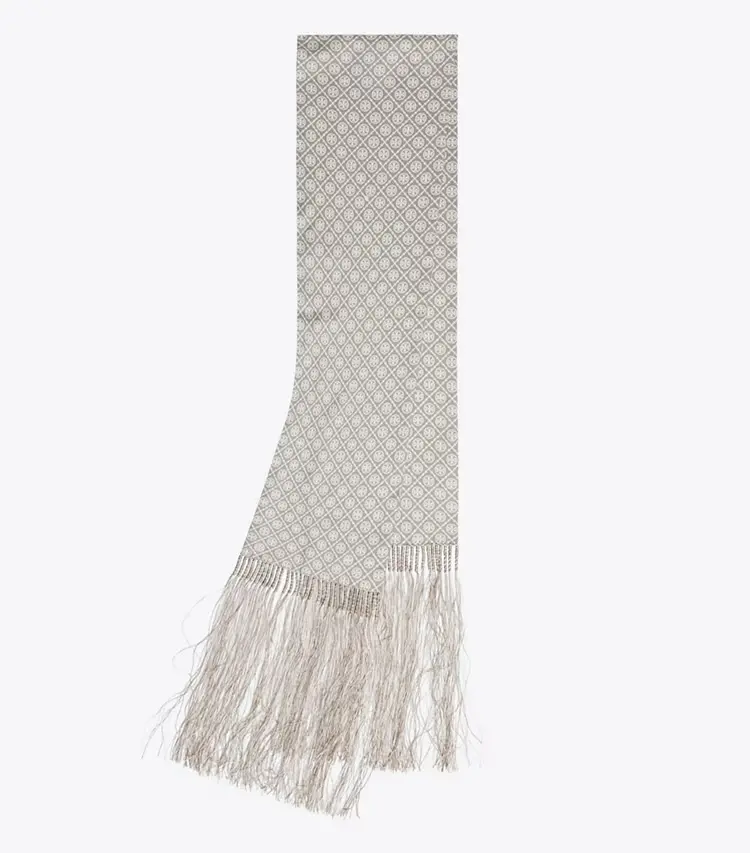 T Monogram Fringed Oblong Scarf - Image 3