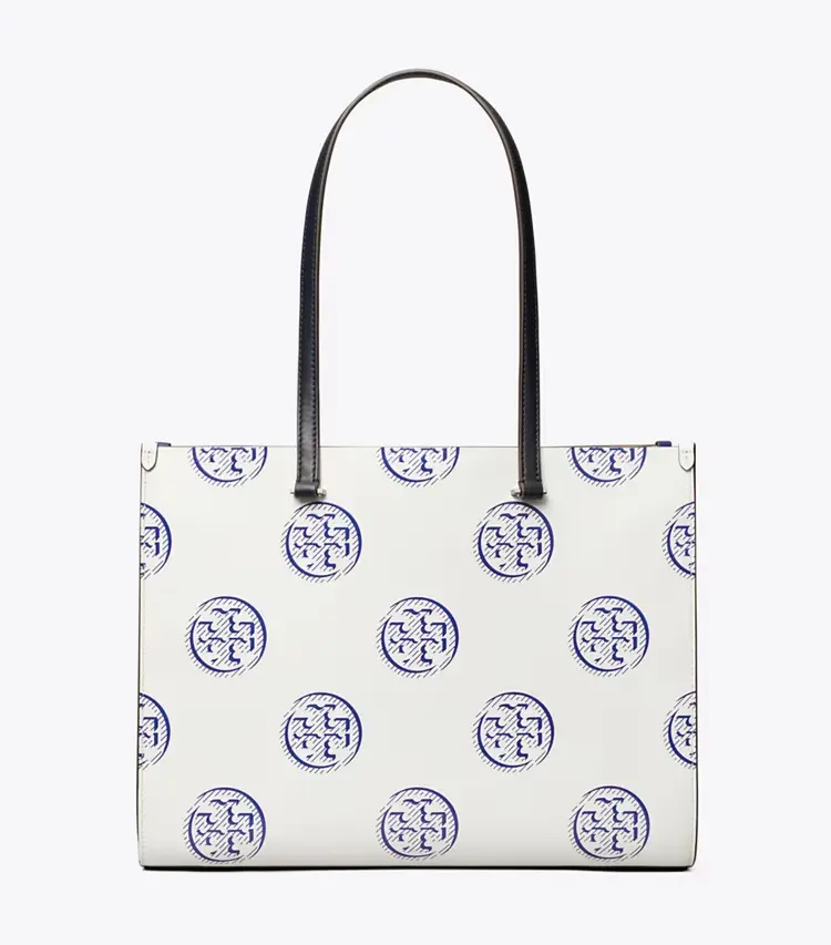 T Monogram Contrast Embossed Tote - Image 4