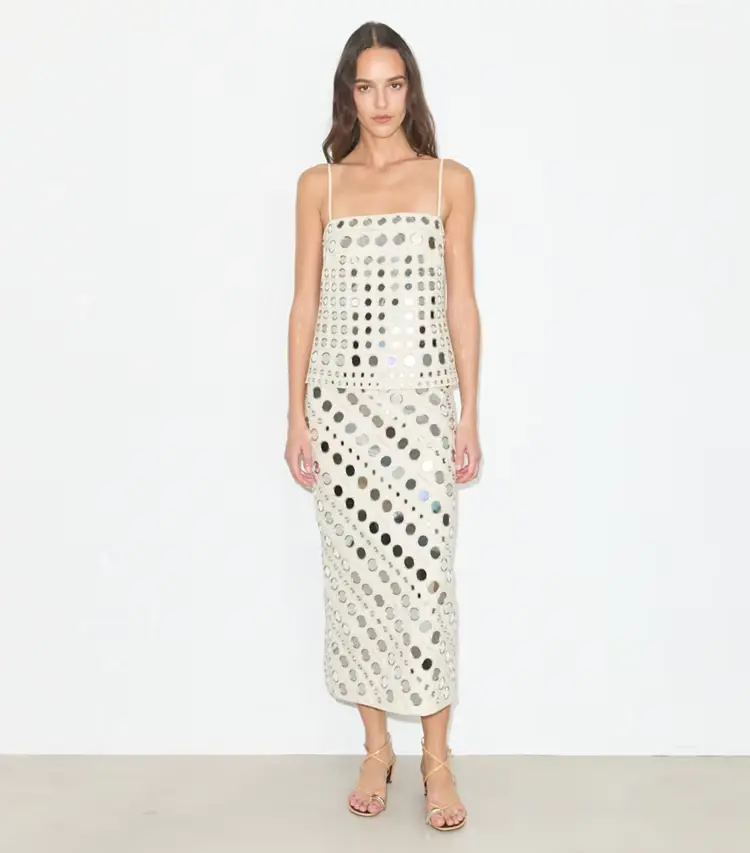 Mirror Embellished Cotton Dress - Image 2
