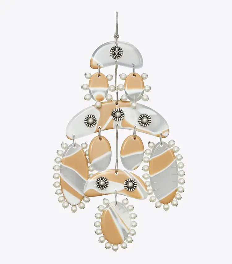 Abstract Beaded Chandelier Earrings - Image 2