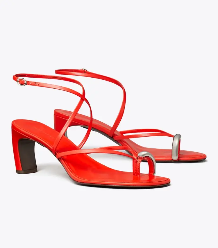 Pierced Multi-Strap Heeled Sandal