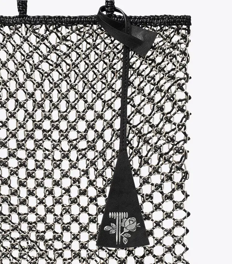 Small Handwoven Chain Mesh Tote - Image 4