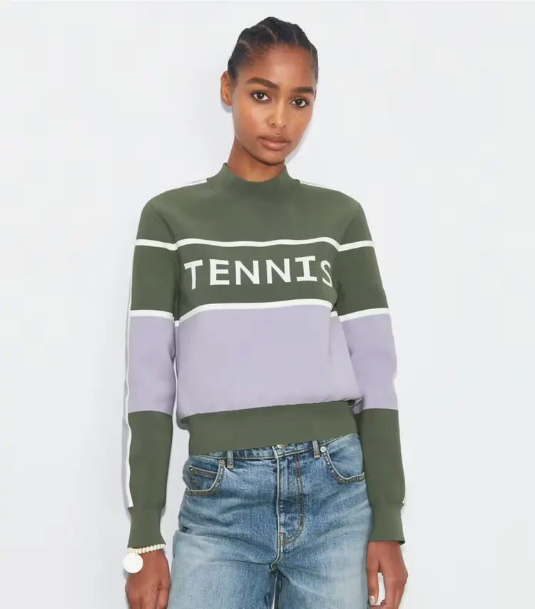 Cropped Tech Nylon Tennis Sweater - Image 2