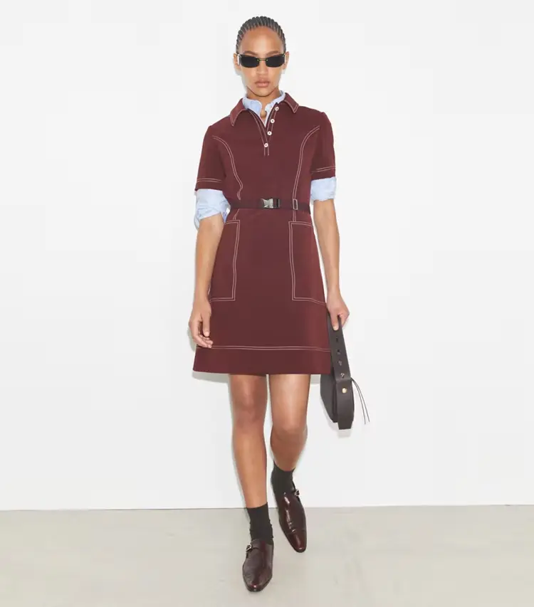 Short-Sleeve Pick Stitch Golf Dress - Image 3