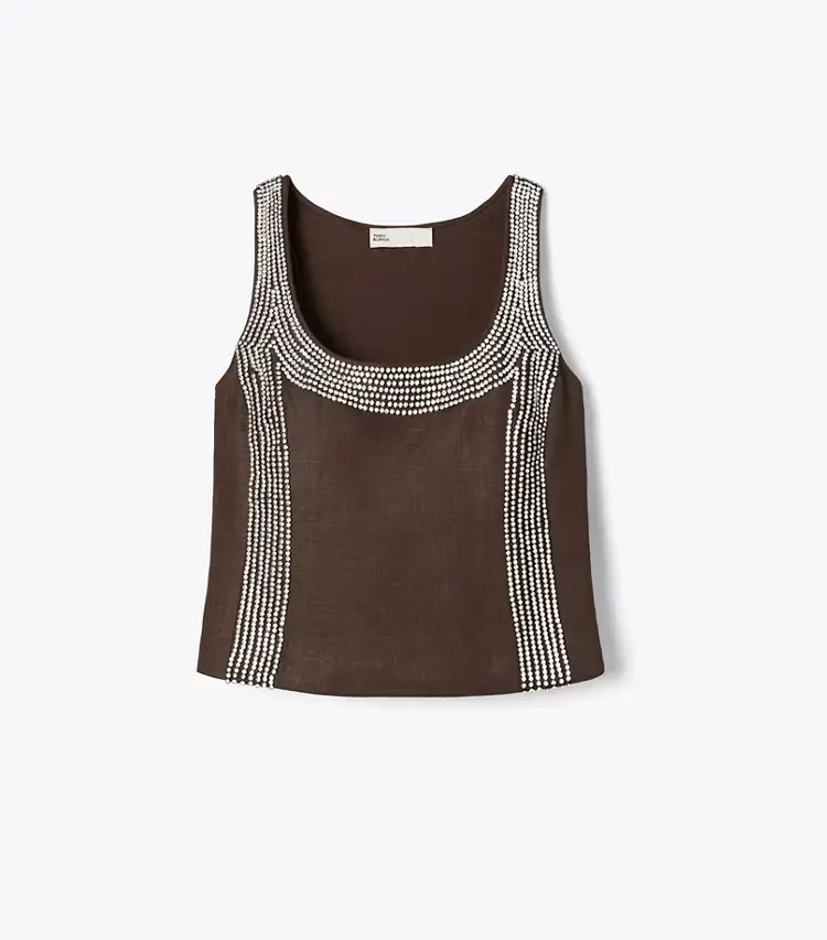 Embellished Linen Top