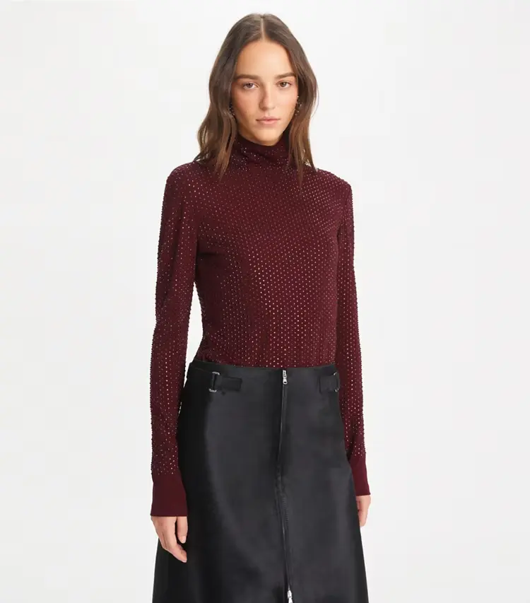 Embellished Viscose Jersey Turtleneck - Image 2