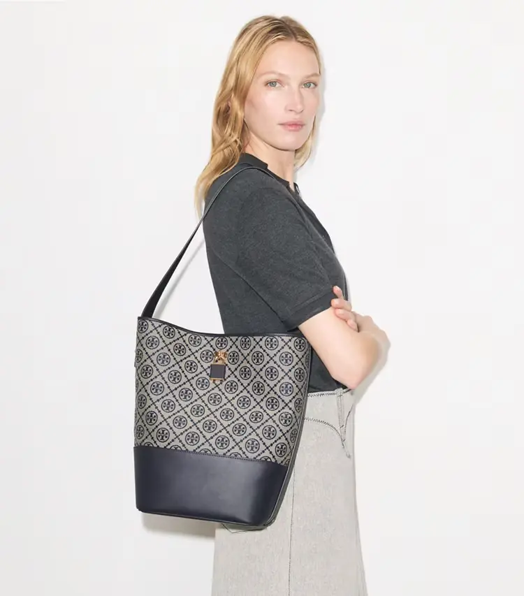 T Monogram Lock Slim Bucket Bag - Image 2