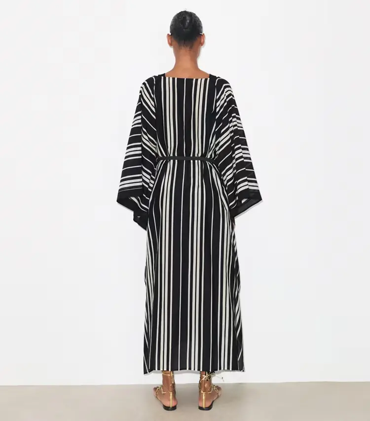 Belted Striped Silk Caftan - Image 3