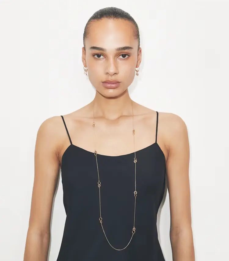 Long Icon PavÉ Interlocking Necklace - Image 4