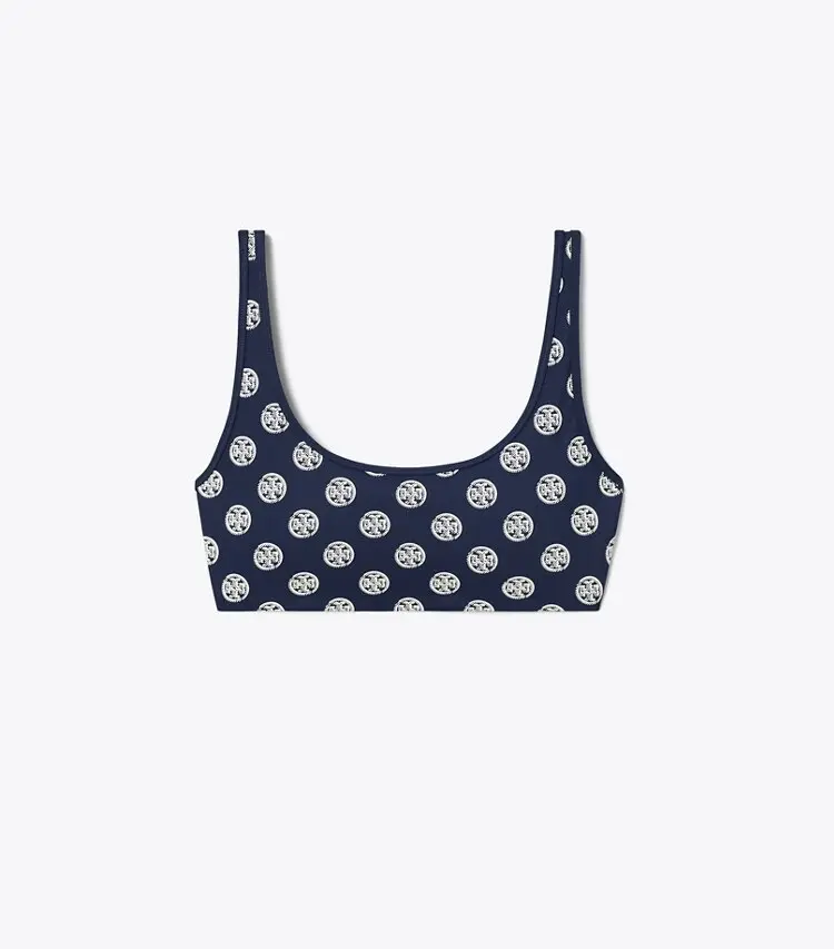 T Monogram Compression Scoop-Neck Bra
