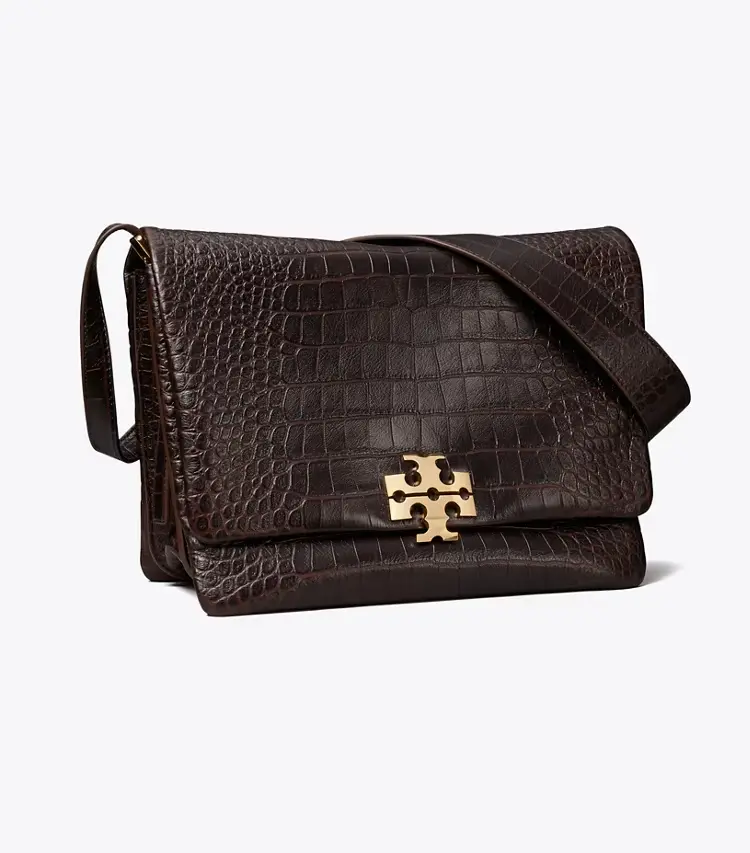 Large Charlie Runway Croc-Embossed Shoulder Bag