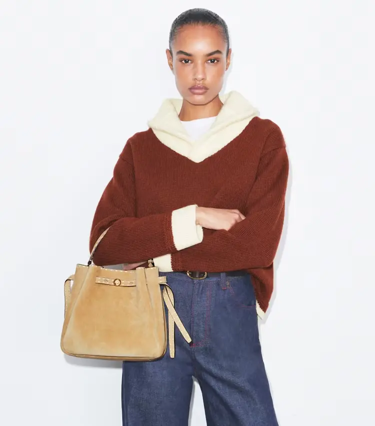 Romy Suede Pick Stitch Bucket Bag - Image 3