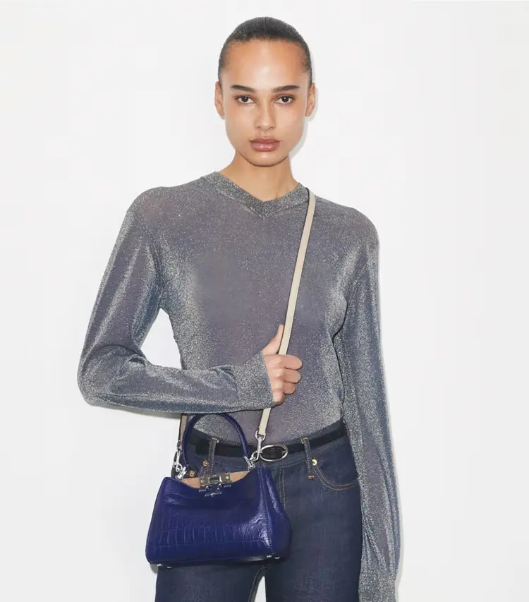 Mini Eleanor Soft Croc-Embossed Satchel - Image 3