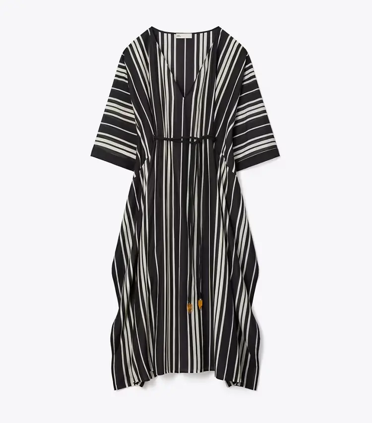 Belted Striped Silk Caftan