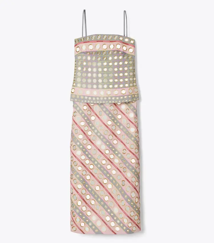 Mirror Embellished Cotton Dress