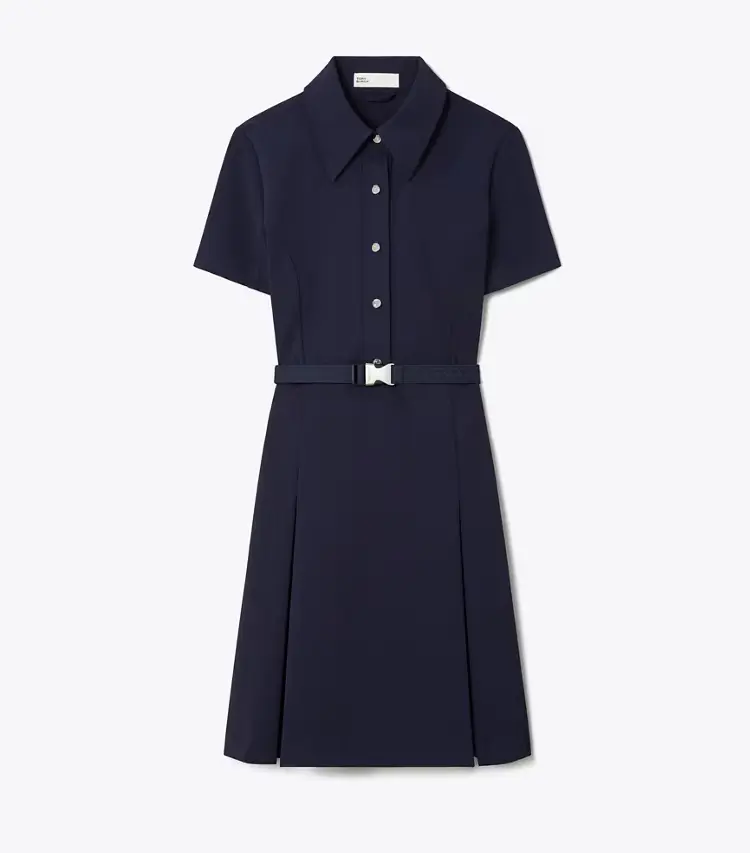 Short-Sleeve Pleated Golf Dress