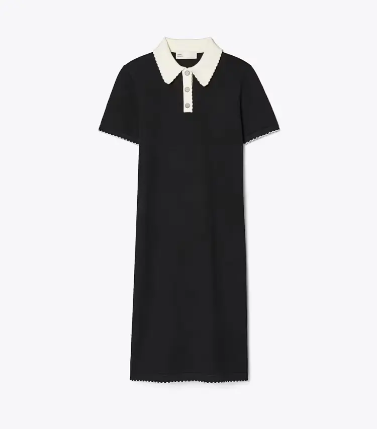 Wool Scalloped Polo Dress