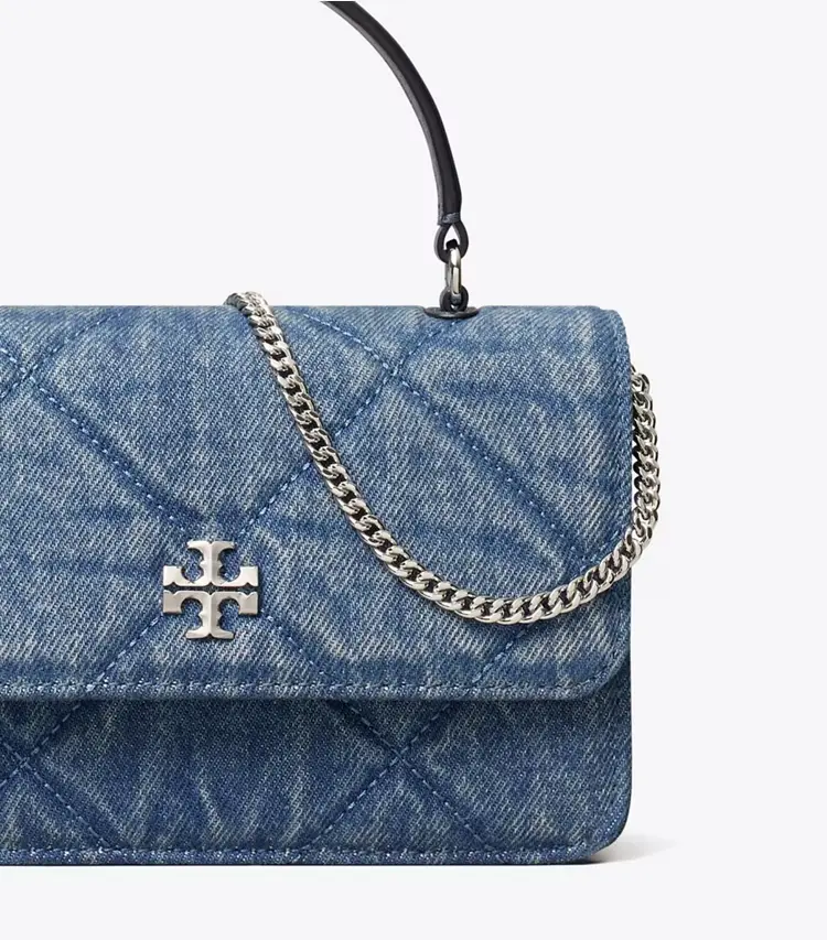 Mini Kira Diamond Quilt Denim Top-Handle Crossbody - Image 4