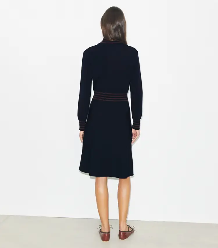 A-Line Turtleneck Zip Dress - Image 4